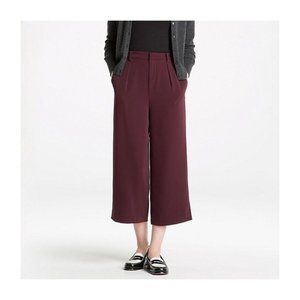 Brown wide-legged cropped ankle pants Uniqlo